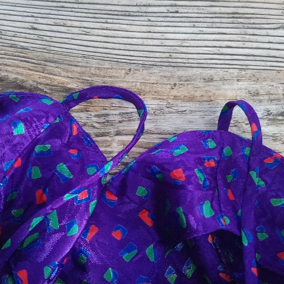 Vintage Silky Patterned Colorful VS Nightie Lingerie Flowy Mini Dress - Picture 16 of 16